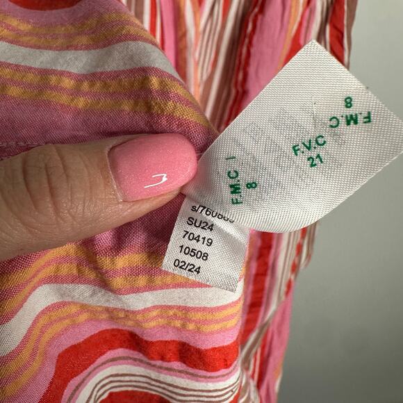 LOFT Women’s Cotton Striped Cross Back Maxi Dress in Pink Zinnia size 6 NWT - Picture 4 of 10